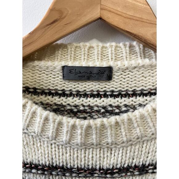Elsamanda for Anthropologie Ivory & Brown stripe sweater size medium - Picture 3 of 4